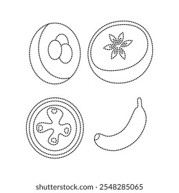 Set Of Fruit Tracing Line