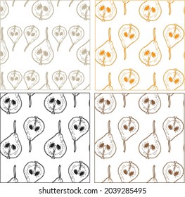 set of fruit vector elements pear print for tacni pattern print on paper print on textiles fruit print set style pear fruit elements