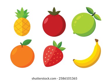 Set of Fruit vector illustration.