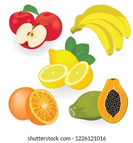 Set of fruit vector illustration on a white background
