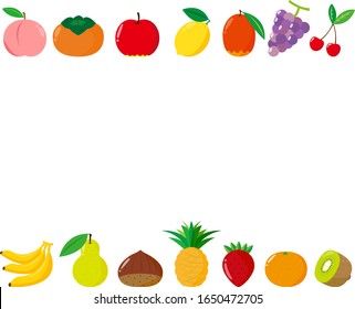 Set of fruit vector illustrations ,　Strawberries, apples, bananas