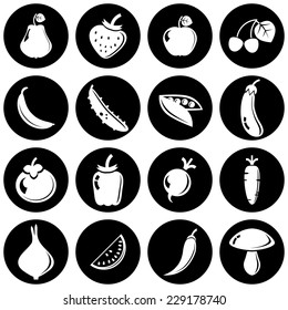 Set of fruit and vegetable icons