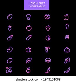 Set of Fruit and Vegetables icon set. colourful Vector illustration