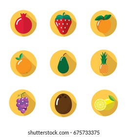 Set of fruit and vegetables icons in flat design