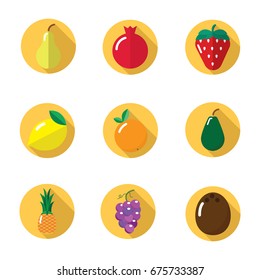 Set of fruit and vegetables icons in flat design