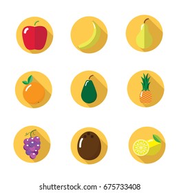 Set of fruit and vegetables icons in flat design