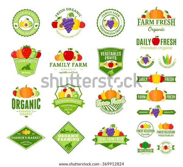 Logo Fur Set Obst Und Gemuse Stock Vektorgrafik Lizenzfrei