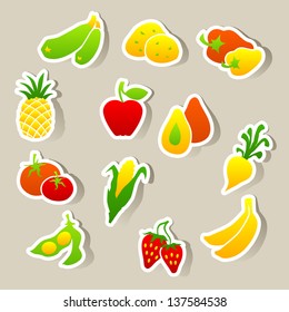 Stickers Summer Food Drinks On Black Stock Vector (Royalty Free) 1386960908