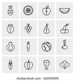 Set of fruit and vegetables vectors