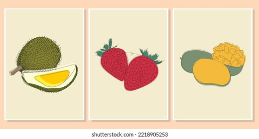 un conjunto de elementos de arte de la pared de frutas 
