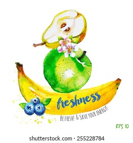 set of fruit,each item on a separate layer