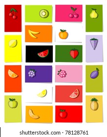Set of fruits, 20 cards for your design with place for your text
