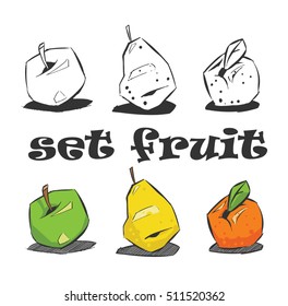 set of fruits, Apple, pear, tangerine