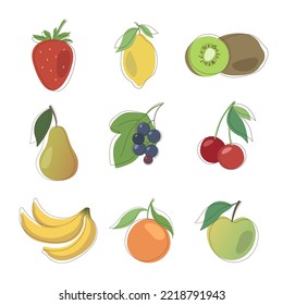 Set of fruits and berries