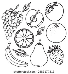 Conjunto de frutas y bayas