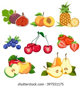 Set of fruits and berries.