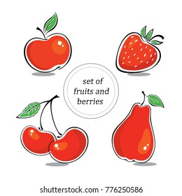 set of fruits and berries