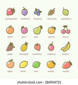 Set of Fruits and Berries icons