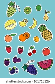 Set of fruits and berries stickers