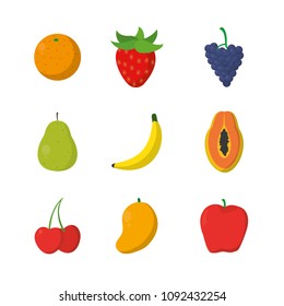 Similar Images, Stock Photos & Vectors of Fruits flat icon set ...