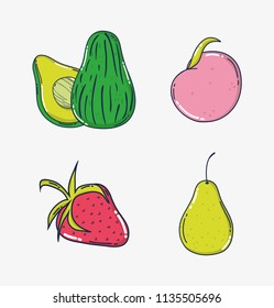 Set of fruits cartoons