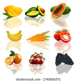 A Set of Fruits Collection in Vector. EPS 10