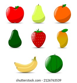 Set of fruits collection in vector illustration. Great for icons or stickers.