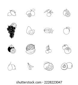 Set of fruits design in line art drawing for advertising template design