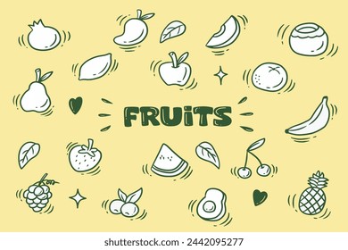 set of fruits doodle good for background