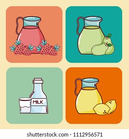 Set of fruits drinks