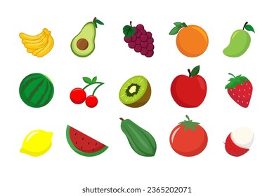 Set of fruits element vector illustration