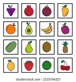 set of Fruits elements symbol template for graphic and web design collection logo vector illustration