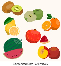 Set of fruits. Flat style