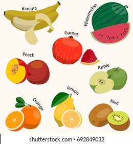 Set of fruits. Flat style