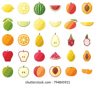 Set of fruits flat vector