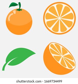 set of fruits with fresh leaves. Vector illustration of EPS 10
