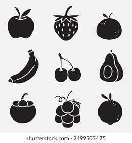 set of fruits good for icons, symbol, logo, silhouette design, etc