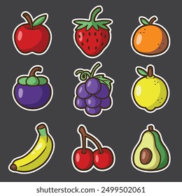 set of fruits good for sticker design, pattern design, badge, element design, etc