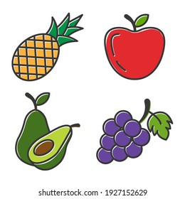 Set of Fruits icon. Fruits pack symbol template for graphic and web design collection logo vector illustration