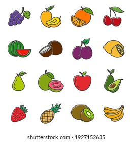 Set of Fruits icon. Fruits pack symbol template for graphic and web design collection logo vector illustration