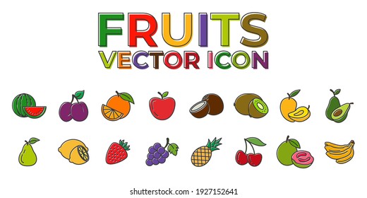 Set of Fruits icon. Fruits pack symbol template for graphic and web design collection logo vector illustration