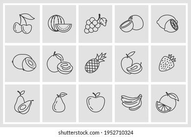 Set of Fruits icon. Fruits pack symbol template for graphic and web design collection logo vector illustration