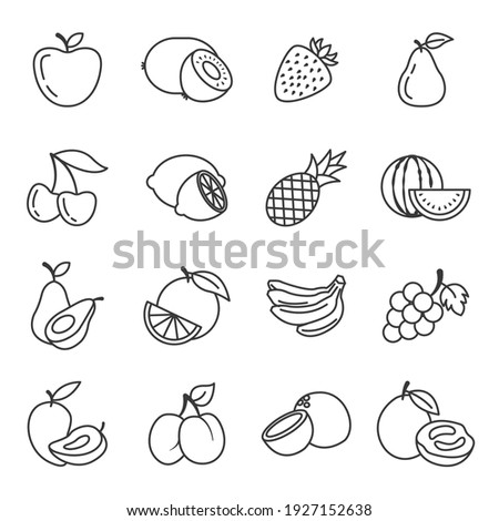 Set of Fruits icon. Fruits pack symbol template for graphic and web design collection logo vector illustration