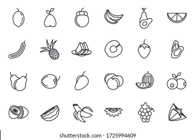 Set Fruits icon template for graphic and web design collection. Fruits pack symbol logo vector illustration