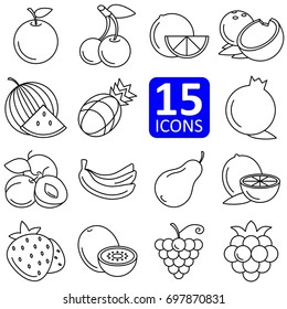 Set of fruits icon vector