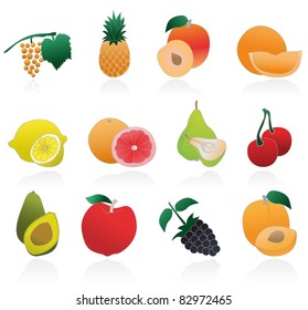 set of fruits icons