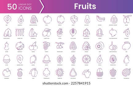 Set of fruits icons. Gradient style icon bundle. Vector Illustration