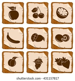 Set of fruits icons in green color
