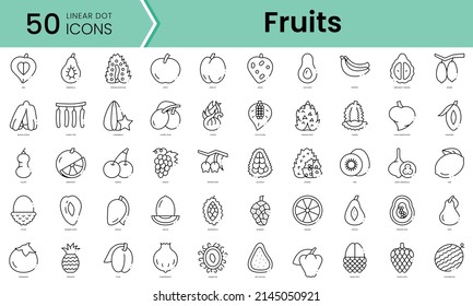 Set of fruits icons. Line art style icons bundle. vector illustration