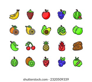 Set of fruits icons with vector art, It can be used for any purpose
